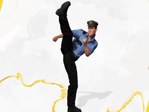 Stylized Cartoon Police Officer Policeman Rigged 3D Model