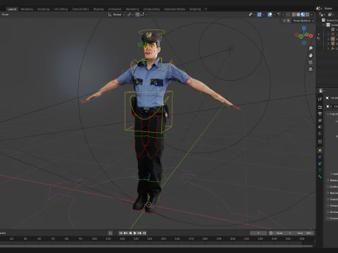Stylized Cartoon Police Officer Policeman Rigged 3D Model