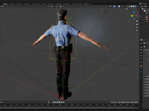 Stylized Cartoon Police Officer Policeman Rigged 3D Model