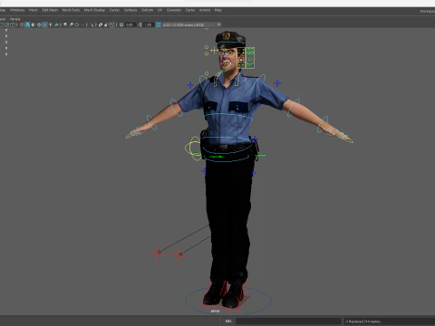 Stylized Cartoon Police Officer Policeman Rigged 3D Model