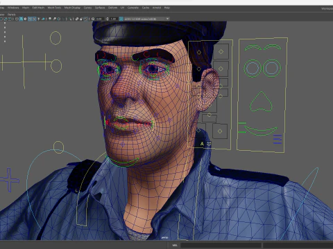 Stylized Cartoon Police Officer Policeman Rigged 3D Model