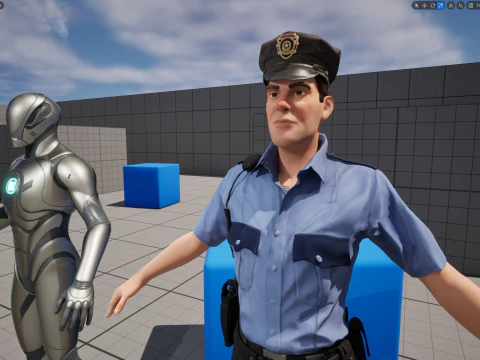 Stylized Cartoon Police Officer Policeman Rigged 3D Model
