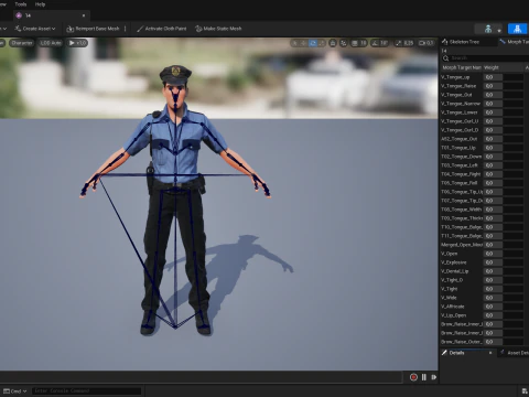 Stylized Cartoon Police Officer Policeman Rigged 3D Model