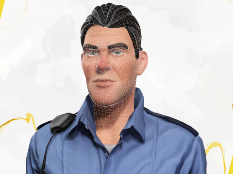 Stylized Cartoon Police Officer Policeman Rigged 3D Model