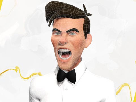 Stylized Cartoon Waiter Rigged Receptionist 3D Character Model 3D