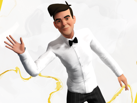 Stylized Cartoon Waiter Rigged Receptionist 3D Character Model 3D