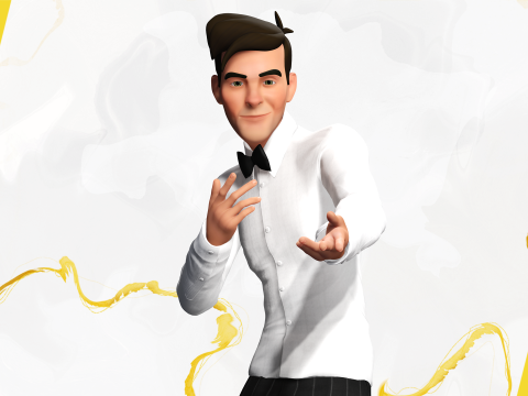 Stylized Cartoon Waiter Rigged Receptionist 3D Character Model 3D
