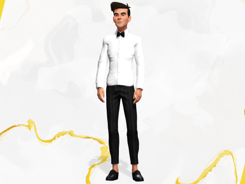 Stylized Cartoon Waiter Rigged Receptionist 3D Character Model 3D