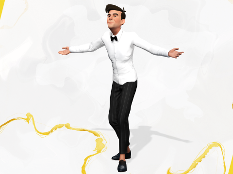 Stylized Cartoon Waiter Rigged Receptionist 3D Character Model 3D