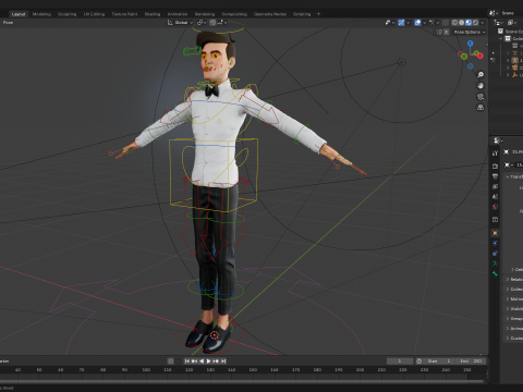 Stylized Cartoon Waiter Rigged Receptionist 3D Character Model 3D
