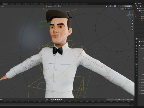 Stylized Cartoon Waiter Rigged Receptionist 3D Character Model 3D