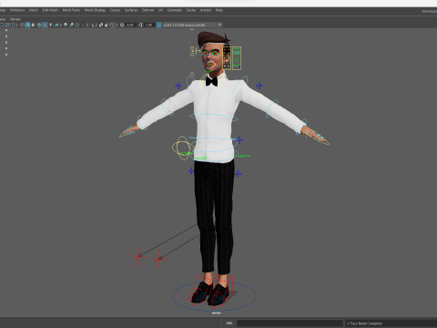 Stylized Cartoon Waiter Rigged Receptionist 3D Character Model 3D