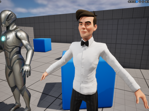 Stylized Cartoon Waiter Rigged Receptionist 3D Character Model 3D