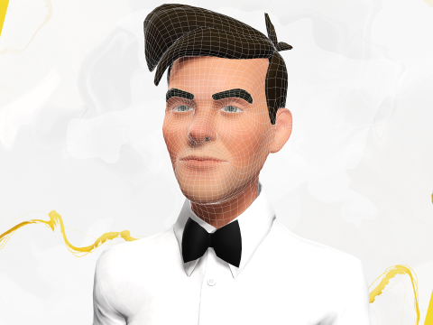 Stylized Cartoon Waiter Rigged Receptionist 3D Character Model 3D