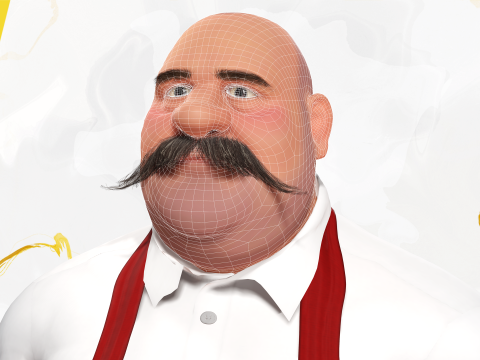 Cartoon Cook With Apron Fully Rigged Stylized Cartoon Chef 3D-Modell