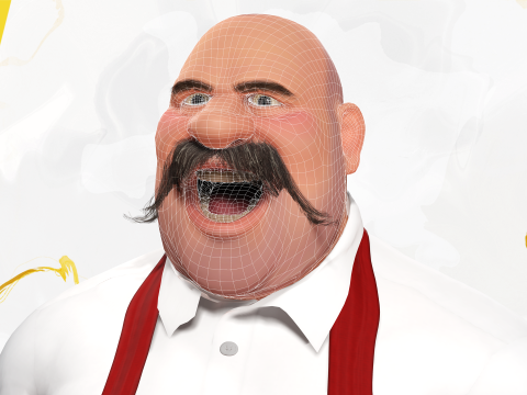 Cartoon Cook With Apron Fully Rigged Stylized Cartoon Chef 3D-Modell
