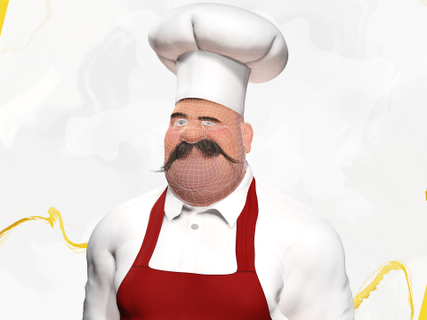 Cartoon Cook With Apron Fully Rigged Stylized Cartoon Chef 3D-Modell