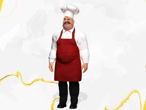 Cartoon Cook With Apron Fully Rigged Stylized Cartoon Chef 3D-Modell