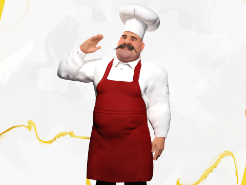 Cartoon Cook With Apron Fully Rigged Stylized Cartoon Chef 3D-Modell