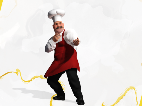 Cartoon Cook With Apron Fully Rigged Stylized Cartoon Chef 3D-Modell