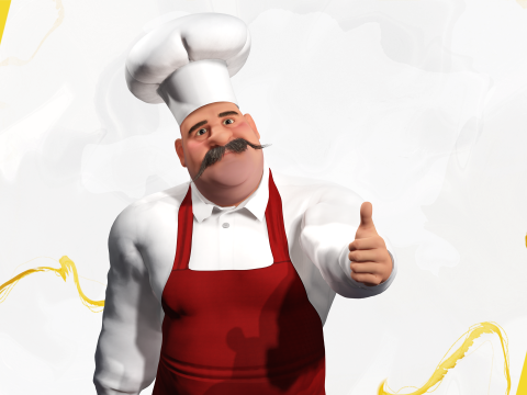 Cartoon Cook With Apron Fully Rigged Stylized Cartoon Chef 3D-Modell