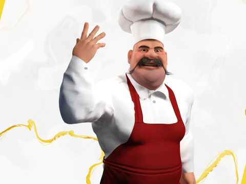 Cartoon Cook With Apron Fully Rigged Stylized Cartoon Chef 3D-Modell