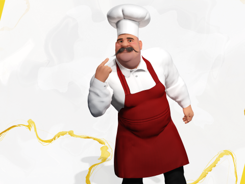 Cartoon Cook With Apron Fully Rigged Stylized Cartoon Chef 3D-Modell
