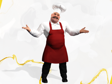 Cartoon Cook With Apron Fully Rigged Stylized Cartoon Chef 3D-Modell