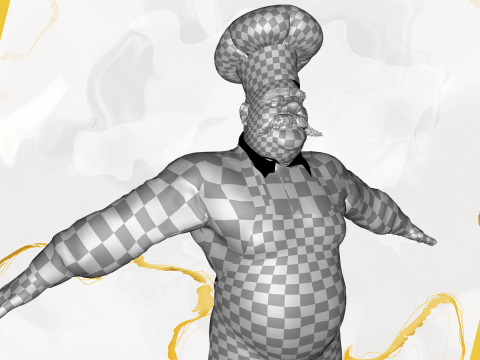 Cartoon Cook With Apron Fully Rigged Stylized Cartoon Chef 3D-Modell
