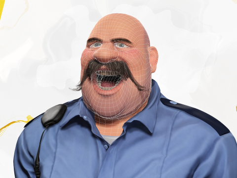 Stylized Cartoon Police Officer Chubby Policeman 3d 3D 模型