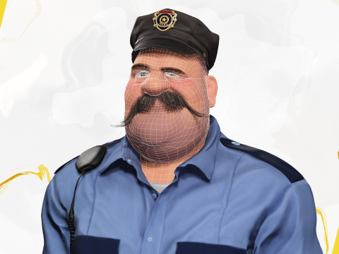 Stylized Cartoon Police Officer Chubby Policeman 3d 3D 模型