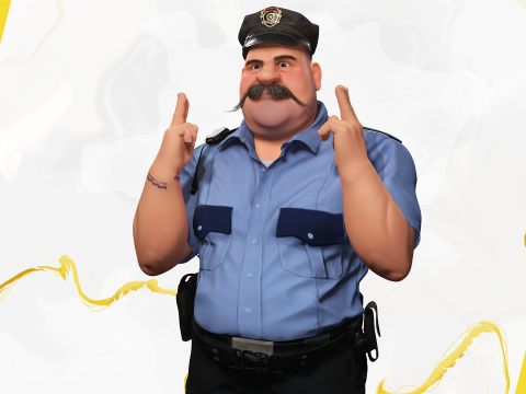 Stylized Cartoon Police Officer Chubby Policeman 3d 3D 模型