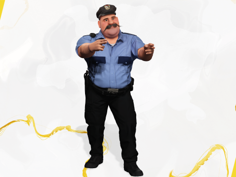 Stylized Cartoon Police Officer Chubby Policeman 3d 3D 模型