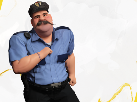 Stylized Cartoon Police Officer Chubby Policeman 3d 3D 模型