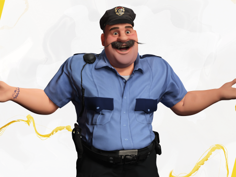 Stylized Cartoon Police Officer Chubby Policeman 3d 3D 模型