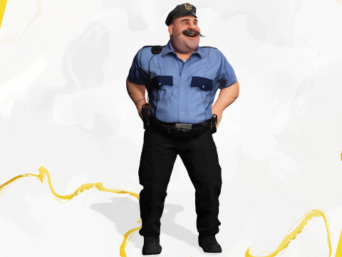 Stylized Cartoon Police Officer Chubby Policeman 3d 3D 模型