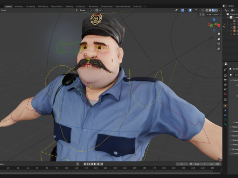 Stylized Cartoon Police Officer Chubby Policeman 3d 3D 模型