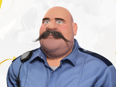 Stylized Cartoon Police Officer Chubby Policeman 3d 3D 模型