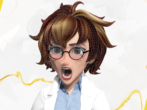 Stylized Cartoon Female Scientist or Teacher or Doctor Rigge 3Dモデル