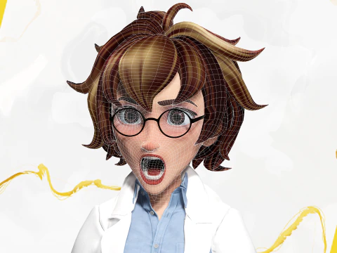 様式化された漫画の女性科学者、教師、医師リゲ 3Dモデル