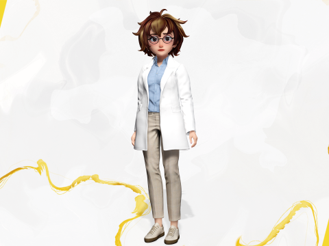 Stylized Cartoon Female Scientist or Teacher or Doctor Rigge 3Dモデル