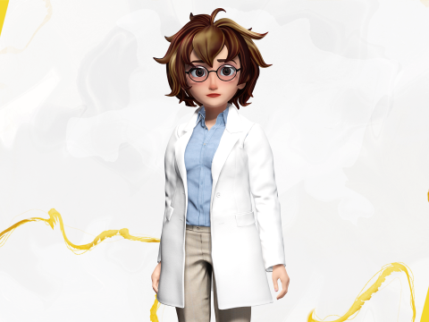 Stylized Cartoon Female Scientist or Teacher or Doctor Rigge 3Dモデル