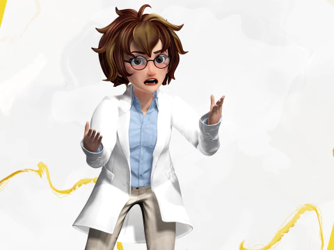 様式化された漫画の女性科学者、教師、医師リゲ 3Dモデル