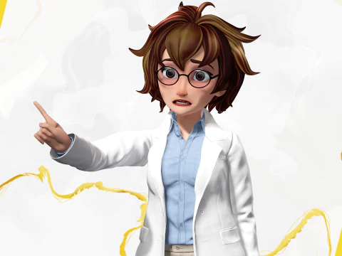様式化された漫画の女性科学者、教師、医師リゲ 3Dモデル