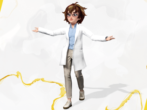 Stylized Cartoon Female Scientist or Teacher or Doctor Rigge 3Dモデル
