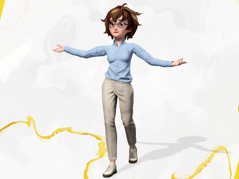 Stylized Cartoon Female Scientist or Teacher or Doctor Rigge 3Dモデル