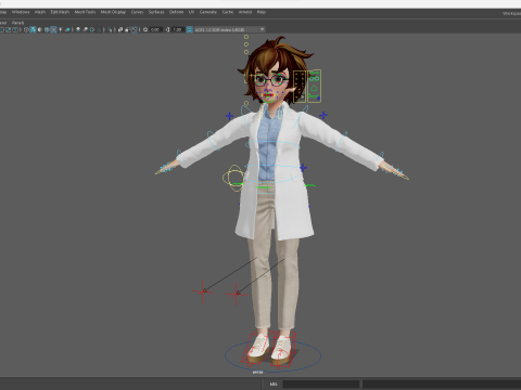 Stylized Cartoon Female Scientist or Teacher or Doctor Rigge 3Dモデル