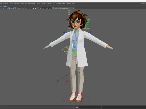 様式化された漫画の女性科学者、教師、医師リゲ 3Dモデル