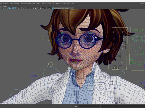 様式化された漫画の女性科学者、教師、医師リゲ 3Dモデル