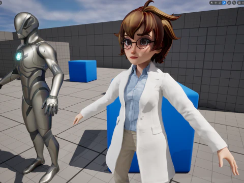 様式化された漫画の女性科学者、教師、医師リゲ 3Dモデル